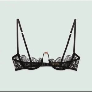 GUCCI Floral Lace Balconette Bra Female Black Size Medium